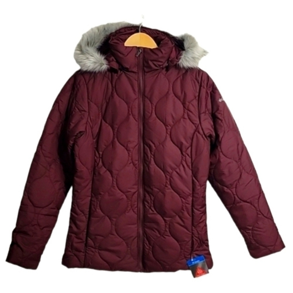 Columbia Jacket Quilted Water Resistant Winter Coat Removable Hood sz M